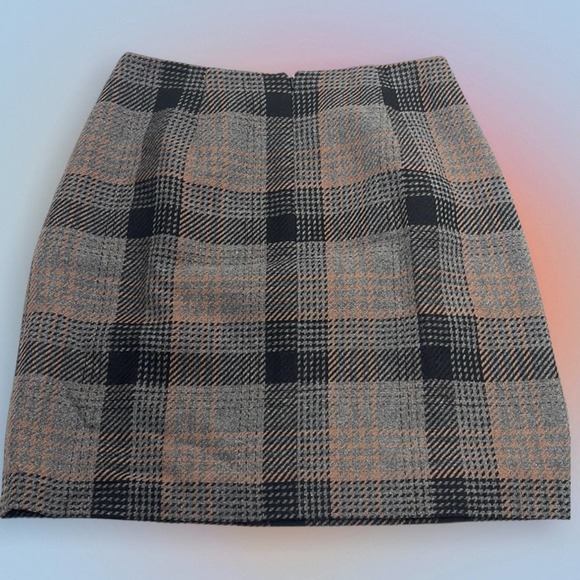 EDDIE BAUER Women’s 8 Petite Brown / Black / Gray Wool Blend Skirt - Picture 2 of 3